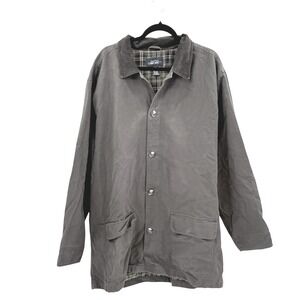 Cherokee XL Barn Coat Green Cotton Canvas Plaid Lined Chore Jacket Corduroy Vint